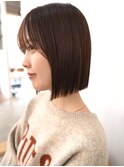 切っぱなしボブ ストレートボブ ワンレン ブラウン ベージュ