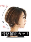 【骨格補正カット】えりあしくびれショートボブ　by TAKE