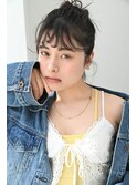 ボブミディアムヘアアレンジお団子ルーズアップ