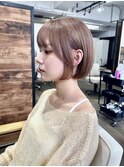 熊本ボブ/ミニボブ/ミルクティーベージュ/髪質改善/20代30代