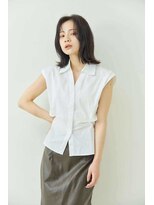 ミューク ハッピーヘアライフ 寺田町北口店(ｍieuxque happyhairlife)&nbsp;レイヤーカットアプリコットオレンジハイライトカラーボブヘア