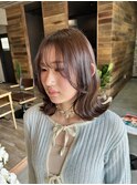 韓国ヘア/レイヤーボブ/顔まわりカット/髪質改善/オリーブカラー