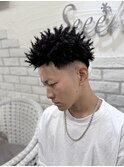 スパイキーアフロ針金パーマ特殊パーマスキンフェード海外風ヘア