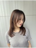 青木/大人可愛いミディアムレイヤー/チョコレートブラウン/長野