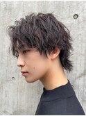 波巻きツイストスパイラルパーマセンターパートウルフ