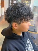 20代30代メンズスパイラルパーマワイルドオシャレ感アッシュ