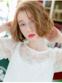アシンメトリー前下がり小顔ふわふわボブc5戸頭20代30代40代