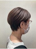 20代30代40代♪ピンクベージュ小顔ショートボブ☆耳掛けスタイル