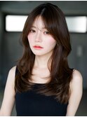 ☆フェミニンロング大人かわいいぱっつん前髪レイヤーカット小顔