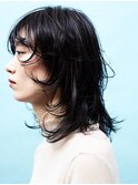 ミディアムレイヤーパーマ×黒髪