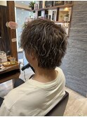 ホワイトベージュメッシュ縦落ちツイストスパイラル