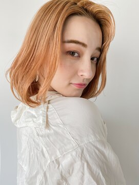 ルービック 難波(Rubik's) カット+ブリーチ+オレンジベージュ外国人風