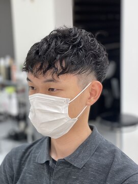 ドロップ スパイラルパーマ×ツーブロック