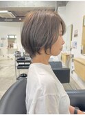 大人ショートヘアイルミナカラーグレーベージュ/カーキ☆