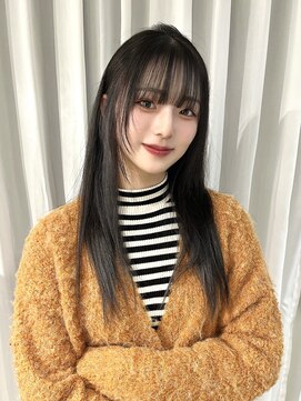 ラルムバイシー 新宿(LARME by Sea) 透明感グレージュ×ワイドバングレイヤー(新宿/韓国/前髪カット)