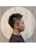 スパイキーショート メンズ バーバースタイル フェードカット