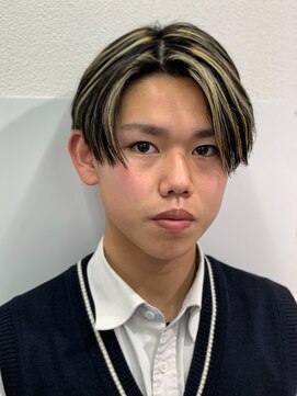 エルマーク 枚方(L-MARK) ハイライトセンターパートメッシュダブルカラーツーブロック