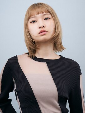 ガリカ 博多(Gallica) 前髪あり髪質改善カットハイトーンストレートナチュラルボブ