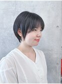 ＊耳かけショートボブ丸みショート前下がりショートボブ前髪あり
