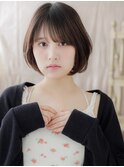 斜めバングダークアッシュブラウン丸みショートボブc8志木30代