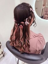 クラン 梅田店(Clan)&nbsp;編み込みハーフアップ×髪の毛リボン