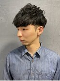 メンズパーマツーブロックマッシュ