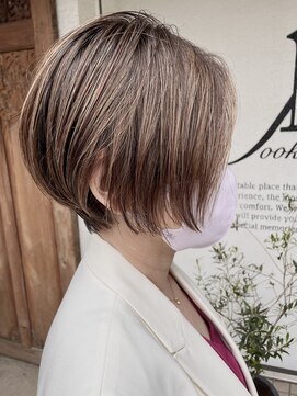 ジェービーヘア 稲毛(jb hair) 大人可愛い30代40代ハイトーンカラー前下がりショートボブ