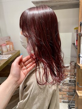 ヘアラウンジ アングゥ(hair lounge ungu) ブリーチなしのレッドカラー