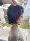ボブパーマ/フレンチカジュアル/アッシュブラック/20代30代40代