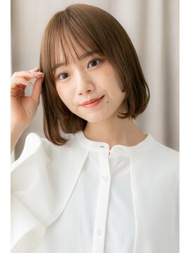 カバーヘア イヴ 戸頭店(COVER HAIR EVE) ミルクティーベージュ姫カットワンカールボブZ戸頭20代30代40代
