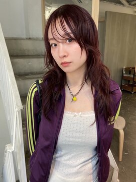 カシェ ナカザキ(CACHE NAKAZAKI) ワインレッド/レイヤーカット/ウェーブスタイル