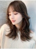 ミニウルフレイヤーカット顔周り前髪韓国ミディアムロング/池袋