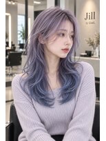 ジルバイジゼル(JILL by GiseL)&nbsp;天神 ラベンダーカラー ブルー 顔周りレイヤー 韓国ヘア ロング