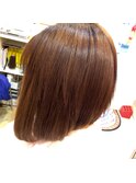 地毛ショートから ストレートエクステ  前下がりボブに