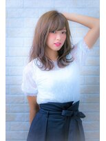 ヘアーアートシフォン 池袋西口店(Hair art chiffon)&nbsp;斜めバングクラシカルワンレンセンターパート厚めバングボルドー