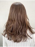 アッシュブラウン_毛先パーマことりベージュ_ba262542