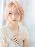 ハイライトミルクティーピンク外ハネウルフカットp古河10代20代