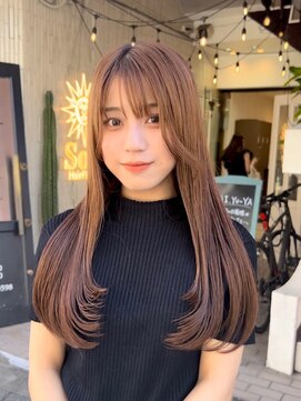 ヘアプレイスソル (HAIR PLACE SoL) ブリーチなしダブルカラー/マロンベージュ/顔まわりレイヤー