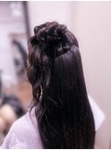 お団子ヘアアレンジ【結婚式ハーフアップヘアセットお呼ばれ】