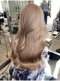 韓国ヘア顔周りレイヤーミルクティーベージュグレージュカラー