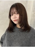 黒髪ストレートロングレイヤーミディアム髪質改善ストレートヘア