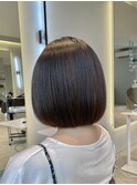 可愛くまとまる艶髪ボブナチュラルブラウンカラー　群馬太田足利