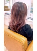 ピンクバレイヤージュ【山口市美容室】【山口市バレイヤージュ】