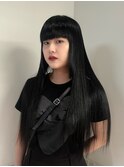 ストレート/ダークブラック/ワイドバング