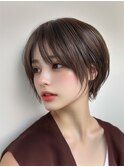 夏ヘーゼルベージュゆるウェーブピンクベージュレイヤーボブ