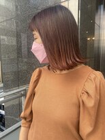 アジールヘア 赤羽駅南口店(agir hair)&nbsp;ぱつっとボブ外ハネオレンジブラウン暖色カラーイルミナカラー