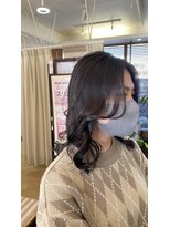 リリー ヘアサロン(LILY hair salon) フェイスレイヤー/黒髪ロング/コテ巻き仕上げ
