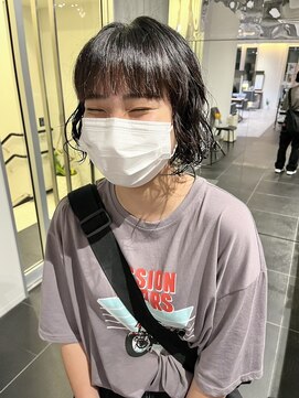 カフ(CAF) CAF FUKO くるくるミニボブパーマ/似合わせ/黒髪/大阪/心斎橋