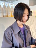 前下がりボブ/ブルーブラック