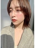 20代30代大人外ハネミディ×ツヤ髪スタイル×シースルーバング